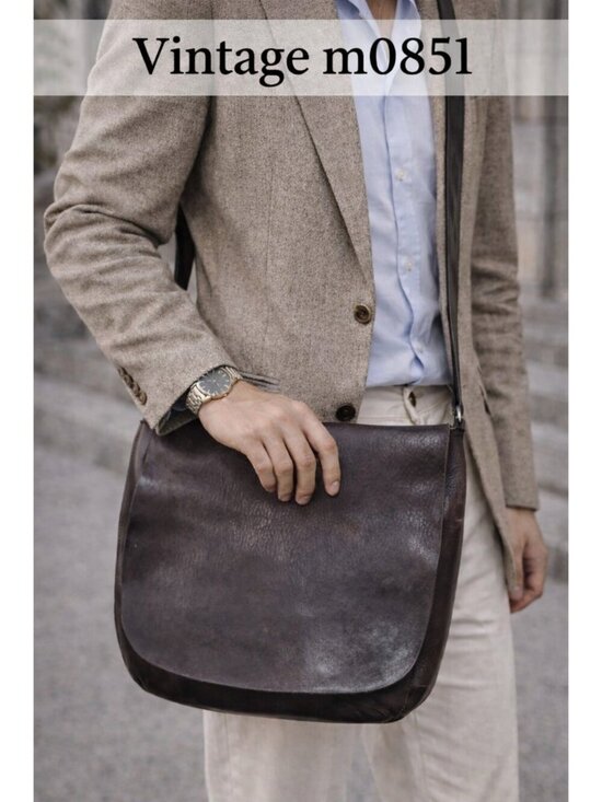 m0851 Leather Crossbody Bag Brown Distressed Vintage Messenger Canada Unisex